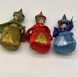 Disney Store SLEEPING BEAUTY FLORA FAUNA & MERRYWEATHER FAIRY DOLLS